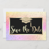 Gouden Glitter Ombre Afstudeerdata Save The Date (Voorkant)