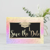 Gouden Glitter Ombre Afstudeerdata Save The Date (Staand voorkant)
