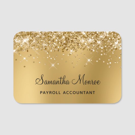 Gouden Glitter Ombre Vervaging Naamplaatje (Voorkant)