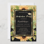 Gouden glitter ombré zonnebloemen kaart (Voorkant)