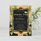 Gouden glitter ombré zonnebloemen kaart (Staand voorkant)
