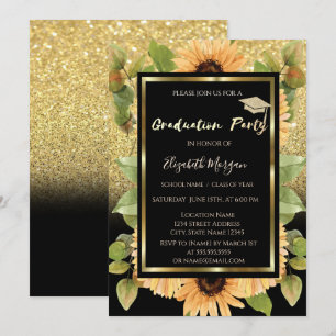 Gouden glitter ombré zonnebloemen kaart