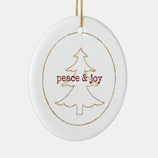 Gouden Glitter Omtrek Kerstboom Keramisch Ornament (Rechts)