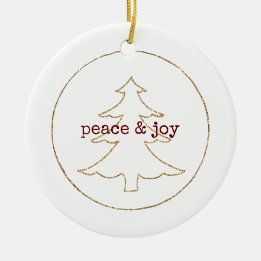 Gouden Glitter Omtrek Kerstboom Keramisch Ornament (Voorkant)