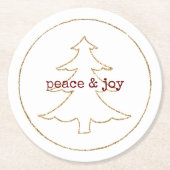 Gouden Glitter Omtrek Kerstboom Ronde Kartonnen Onderzetter (Voorkant)