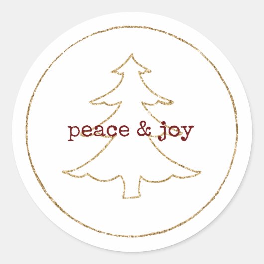 Gouden Glitter Omtrek Kerstboom Ronde Sticker (Voorkant)