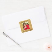 Gouden Glitter Ondertekend Kopieer Auteur Schrijve Vierkante Sticker (Envelop)