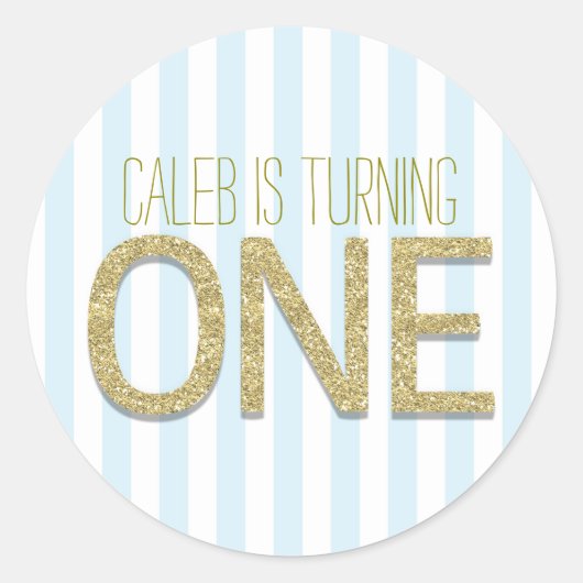 Gouden Glitter ONE 1e Verjaardagsfeestje Favor Sti Ronde Sticker (Voorkant)