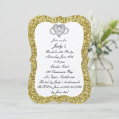 Gouden Glitter Oneindig Hart Bachelorette Feest Kaart (Staand voorkant)