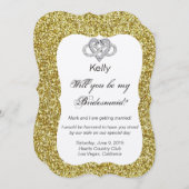 Gouden Glitter Oneindig Hart Bruidsmeisje Kaart (Voorkant / Achterkant)
