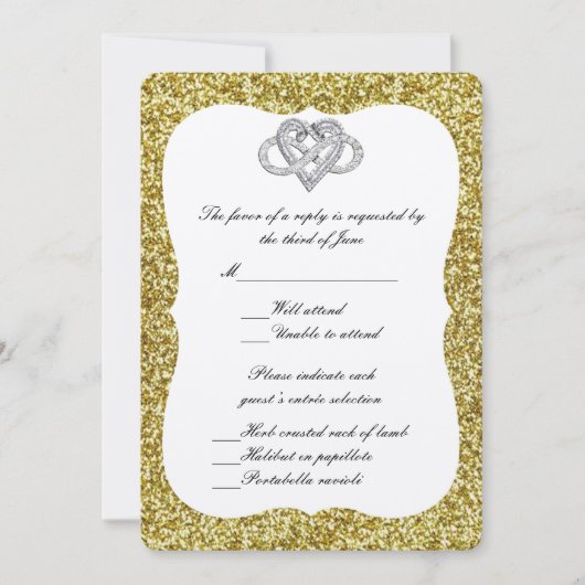 Gouden Glitter Oneindig Hart Reactiekaart Kaart (Voorkant)