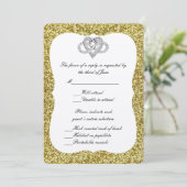 Gouden Glitter Oneindig Hart Reactiekaart Kaart (Staand voorkant)