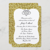 Gouden Glitter Oneindigheid Hart Proefbruiloft Din Kaart (Voorkant / Achterkant)