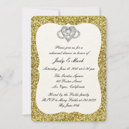 Gouden Glitter Oneindigheid Hart Proefbruiloft Din Kaart