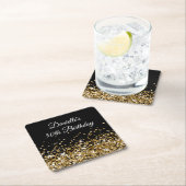 Gouden Glitter op Black 50th Birthday Kartonnen Onderzetters (Insitu)