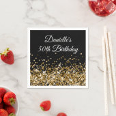Gouden Glitter op Black 50th Birthday Servet (Insitu)