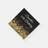 Gouden Glitter op Black 50th Birthday Servet (Hoek)