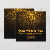 Gouden Glitter op Black New Year's Eve Party Kaart (Voorkant / Achterkant)