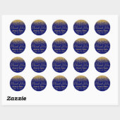 Gouden Glitter op Royal Blue Ronde Sticker (Vel)
