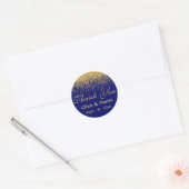 Gouden Glitter op Royal Blue Ronde Sticker (Envelop)