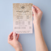 Gouden Glitter op Roze | Eenvoudig salonservicemen Flyer (Hand)