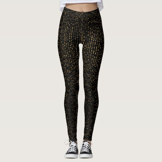 Gouden glitter op zwarte achtergrond leggings (Voorkant)