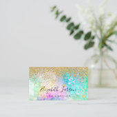 Gouden Glitter Opal Beauty Artist Haar Make-up Sal Visitekaartje (Staand voorkant)