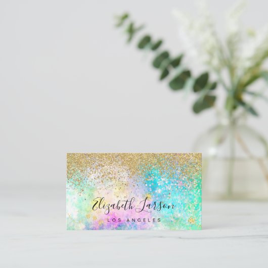 Gouden Glitter Opal Beauty Artist Haar Make-up Sal Visitekaartje (Staand voorkant)