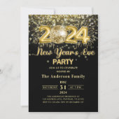 Gouden Glitter Oud en Nieuw Feest 2024 Kaart (Voorkant)