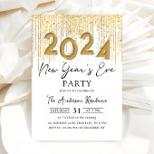 Gouden Glitter Oud en Nieuw Feest 2024 Uitnodiging