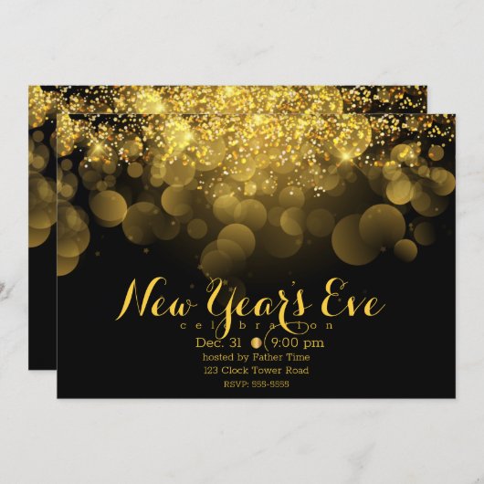 Gouden Glitter Oud en Nieuw Kaart (Voorkant / Achterkant)