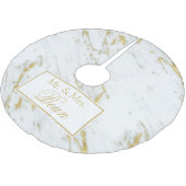 Gouden glitter over wit marmer kerstboom rok (Gekanteld)
