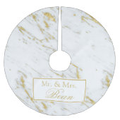 Gouden glitter over wit marmer kerstboom rok (Voorkant)