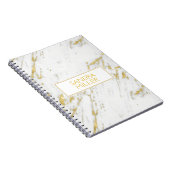 Gouden glitter over witte marmeren textuur notitieboek (Rechterzijde)