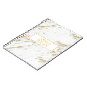 Gouden glitter over witte marmeren textuur notitieboek (Linkerzijde)
