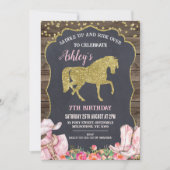 Gouden Glitter Paard Zadel omhoog Verjaardag uitno Kaart (Voorkant)