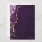 Gouden Glitter Paarse Agaat Bruiloft Kaart (Achterkant)