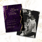 Gouden Glitter Paarse Agaat Foto Opslaan van de Da Save The Date