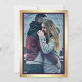 Gouden Glitter Paarse Marmer Foto Bruiloft Kaart (Achterkant)