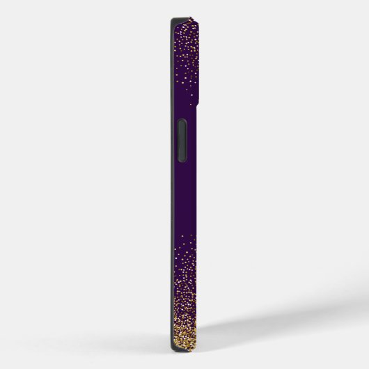 Gouden Glitter Paarse Monogram iPhone hoesje (Achterkant / Rechts)