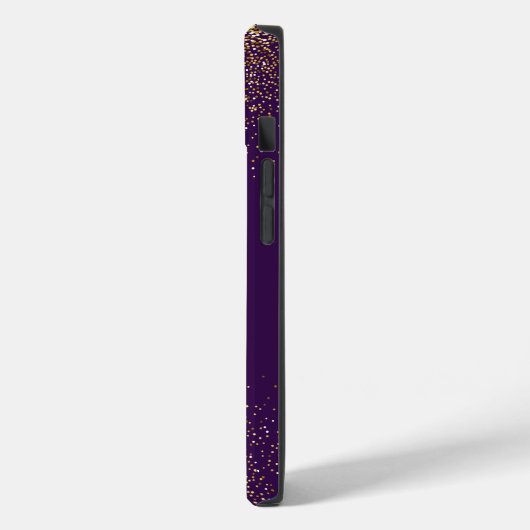 Gouden Glitter Paarse Monogram iPhone hoesje (Achterkant / Links)