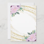 Gouden Glitter Paarse Roos Twintigste Verjaardag Kaart (Achterkant)