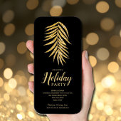 Gouden Glitter Palm op Black Christmas Holiday Kaart