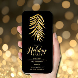 Gouden Glitter Palm op Black Christmas Holiday Kaart
