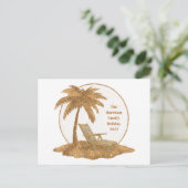Gouden Glitter Palm Tree met aangepaste tekst Briefkaart (Staand voorkant)