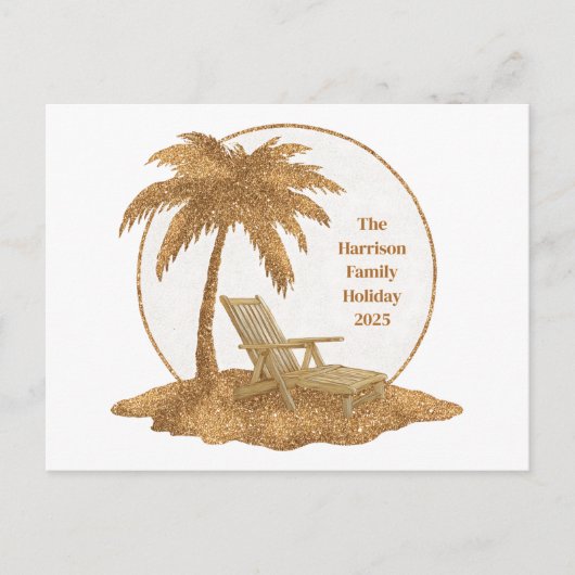 Gouden Glitter Palm Tree met aangepaste tekst Briefkaart (Voorkant)