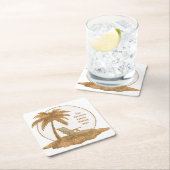 Gouden Glitter Palm Tree met aangepaste tekst Kartonnen Onderzetters (Insitu)