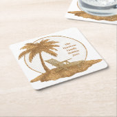 Gouden Glitter Palm Tree met aangepaste tekst Kartonnen Onderzetters (Schuin)