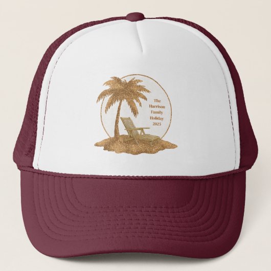 Gouden Glitter Palm Tree met aangepaste tekst Trucker Pet (Voorkant)