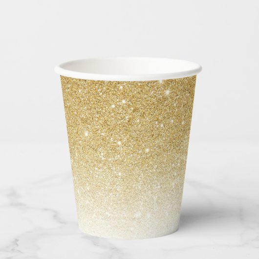 Gouden Glitter Papieren Bekers (Voorkant)